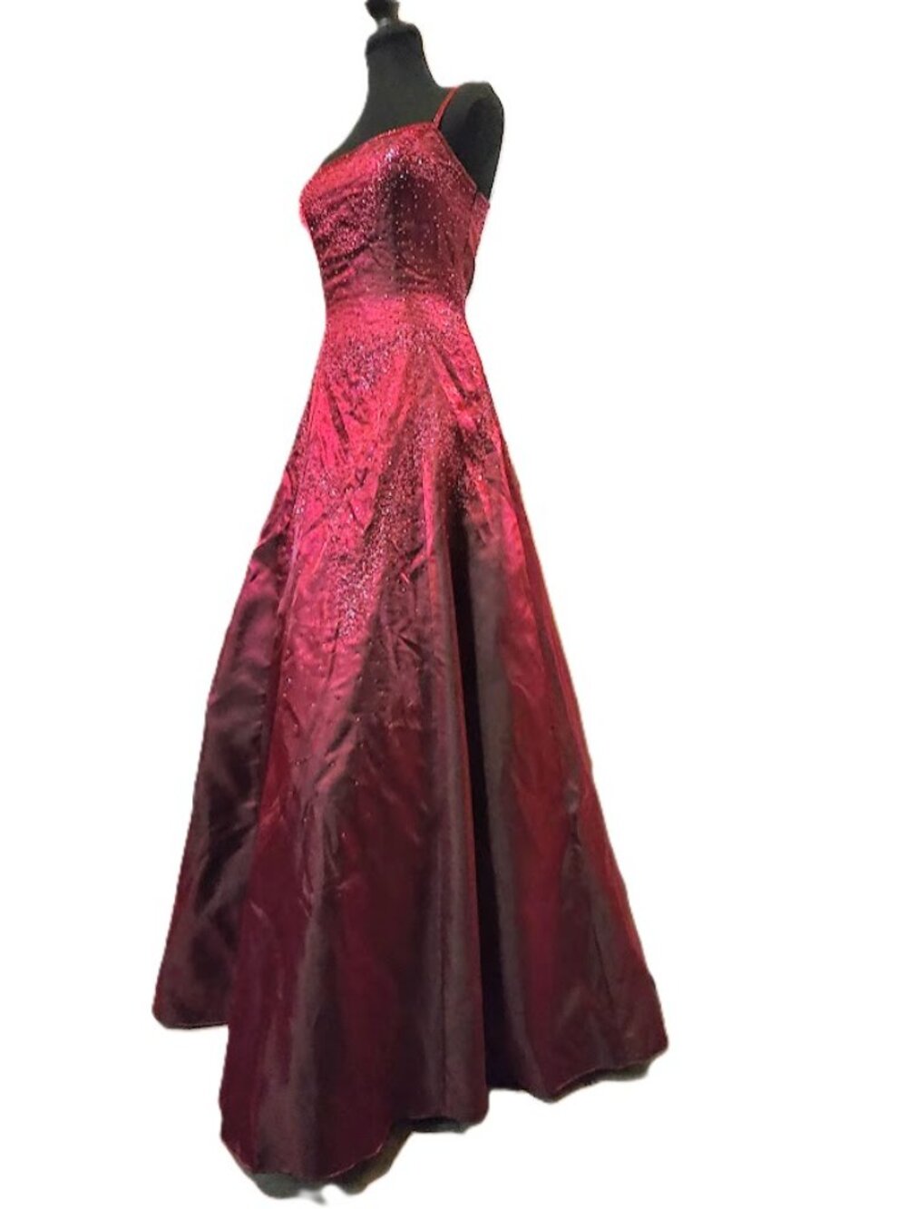 Vintage Sue Wong Nocturne Burgundy Iridescent Taffeta Beaded Gown, Size 4 - Picture 11 of 15
